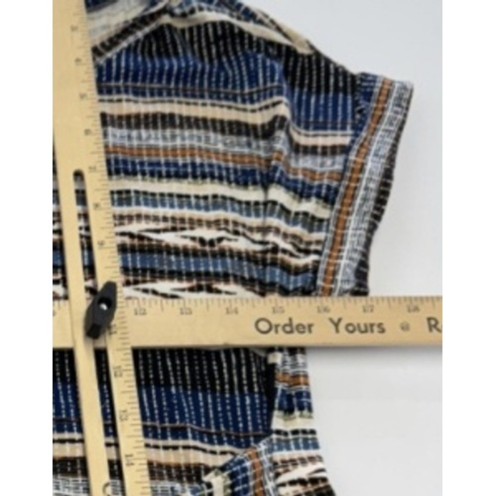 Gilli Dress Womens Small Blue Southwestern Striped Belted Mini Short Sleeve Boho - Picture 7 of 8